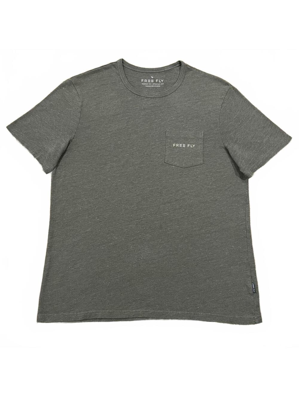 Free Fly Mens Graphic Pocket T Shirt Green Size Large